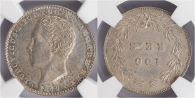 D.Luis I - 100 Réis 1877
D.Luis I - 100 Réis 1877, NGC MS63, Excelente Estado de Conservação, A.G:09.12