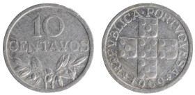 República Portuguesa - 10 Centavos 1969
República Portuguesa - 10 Centavos 1969, MBC+, A.G:E4.19, 0,63gr&nbsp;