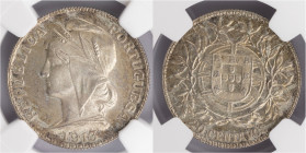 República Portuguesa - 20 Centavos 1913
República Portuguesa - 20 Centavos 1913, NGC MS65, Rara Neste Estado de Conservação, A.G:12.01