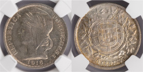 República Portuguesa - 20 Centavos 1916
República Portuguesa - 20 Centavos 1916, NGC MS62, A.G:12.02
