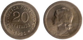 República Portuguesa - 20 Centavos 1921 Módulo Menor
República Portuguesa - 20 Centavos 1921 Módulo Menor, Rara, Soberba, A.G:14.01, 6,06gr