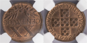 República Portuguesa - 20 Centavos 1942
República Portuguesa - 20 Centavos 1942, NGC MS64RB, A.G:16.01