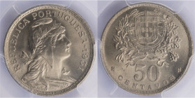 República Portuguesa - 50 Centavos 1931
República Portuguesa - 50 Centavos 1931, PCGS MS66, Excelente Estado de Conservação, A.G:20.05