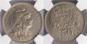 República Portuguesa - 50 Centavos 1938
República Portuguesa - 50 Centavos 1938, NGC MS64, A.G:20.07