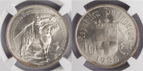 República Portuguesa - 10 Escudos 1928 Batalha de Ourique
República Portuguesa - 10 Escudos 1928 Batalha de Ourique, NGC MS64+, Excelente Estado de C...