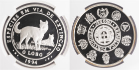 República Portuguesa - 1000 Escudos 1994 Lobo, Proof
República Portuguesa - 1000 Escudos 1994 Lobo, Proof, NGC PF69 Ultra Cameo, Rara Neste Estado de...
