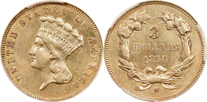 1856-S Three-Dollar Gold Piece. AU Details--Harshly Cleaned (PCGS).

PCGS# 797...