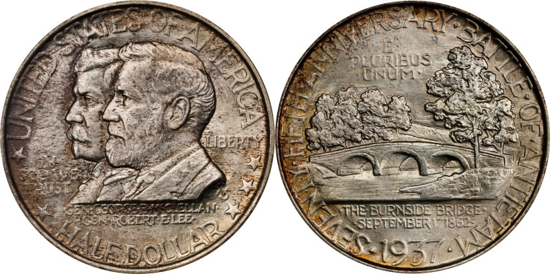 1937 Antietam Anniversary, MS-65 (NGC), CAC, OH, with original five-coin tab hol...