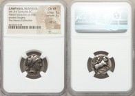 CAMPANIA. Neapolis. 4th-3rd centuries BC. AR/AE didrachm or stater fourree (19mm, 6.95 gm, 11h). NGC Choice VF 5/5 - 2/5, test cut. Ancient forgery. H...