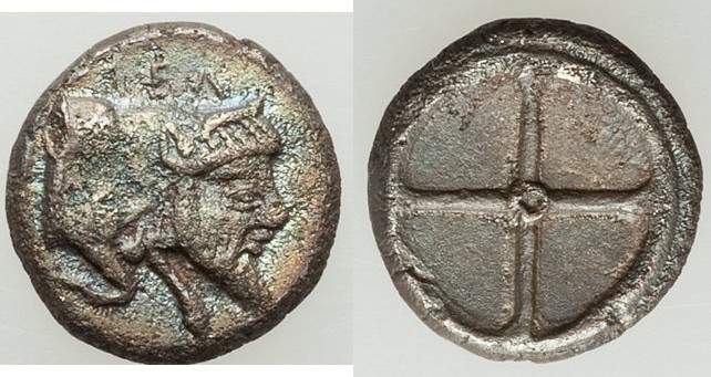 SICILY. Gela. Ca. 480-470 BC. AR obol (9mm, 0.67 gm). NGC (photo-certificate) Ch...