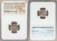 PAPHLAGONIA. Sinope. Ca. 330-300 BC. AR drachm (18mm, 5.00 gm, 5h). NGC Choice AU 4/5 - 5/5. Dionysi(us), magistrate. Head of nymph left; hair in sakk...