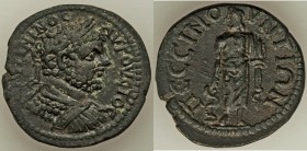 GALATIA. Pessinus. Caracalla (198-217 AD). AE (31mm, 17.56 gm, 7h). About XF. Laureate and cuirassed bust right / PECCINO-VNTIWN, Asclepius standing f...