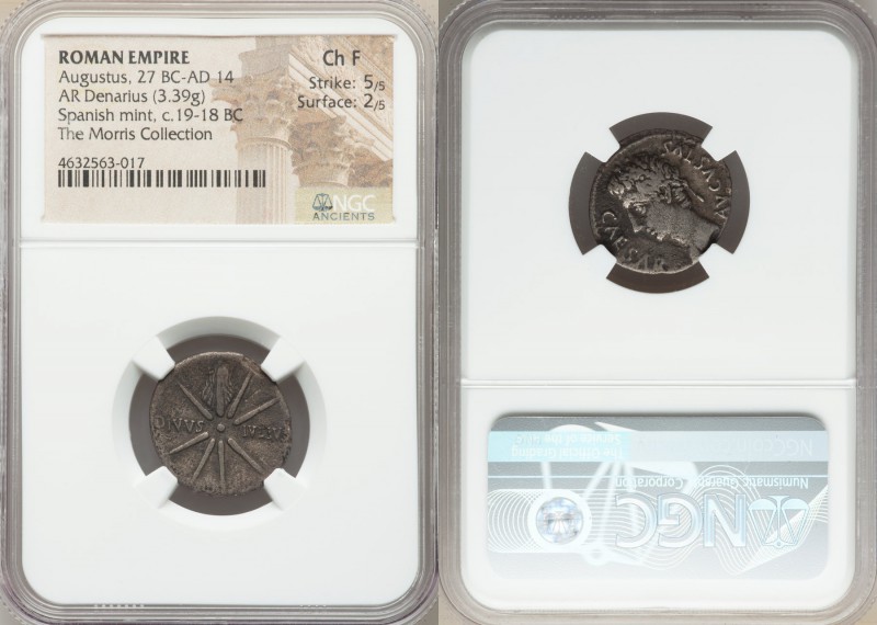 Augustus (27 BC-AD 14). AR denarius (19mm, 3.39 gm, 4h). NGC Choice Fine 5/5 - 2...