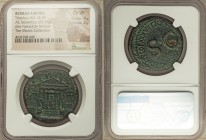 Tiberius (AD 14-37). AE sestertius (33mm, 25.28 gm, 5h). NGC Choice VF 4/5 - 2/5. Rome, AD 35-36. Hexastyle temple with flanking wings, statue of Conc...