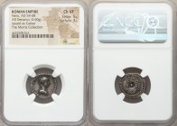 Nero, as Caesar (AD 54-58). AR denarius (18mm, 3.60 gm, 9h). NGC Choice VF 5/5 - 3/5. Rome, AD 51. NERONI CLAVDIO DRVSO GERM COS DESIGN, bareheaded, d...