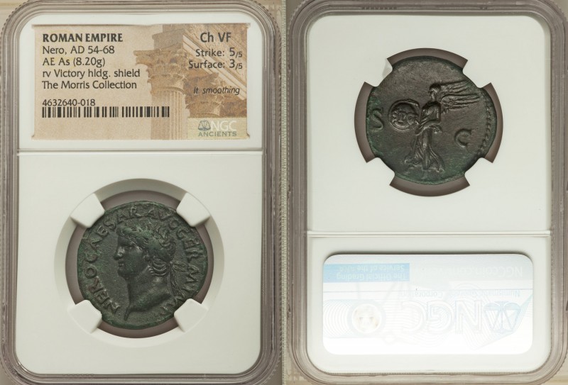 Nero (AD 54-68). AE as (28mm, 8.20 gm, 6h). NGC Choice VF 5/5 - 3/5, lt. smoothi...