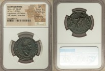 Nero (AD 54-68). AE as (29mm, 10.78 gm, 7h). NGC XF 5/5 - 3/5, smoothing. Lugdunum, ca. AD 66. IMP NERO CAESAR AVG P MAX TR P P P, bare head of Nero r...