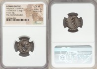 Vespasian (AD 69-79). AR denarius (18mm, 3.50 gm, 5h). NGC Choice VF 5/5 - 4/5. Rome, AD 70. IMP•CAESAR•VESPASIANVS•AVG, laureate head of Vespasian ri...