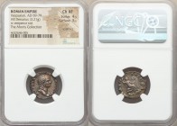 Vespasian (AD 69-79). AR denarius (19mm, 3.21 gm, 11h). NGC Choice XF 4/5 - 3/5, scratches. Rome, AD 73. IMP CAES VESP AVG CENS, laureate head of Vesp...