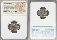 Divus Vespasian (AD 69-79). AR denarius (20mm, 3.23 gm, 7h). NGC VF 5/5 - 4/5. Rome, AD 80-81. DIVVS AVGVSTVS VESPASIANVS•, laureate head of Divus Ves...