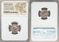 Trajan (AD 98-117). AR denarius (19mm, 3.41 gm, 6h). NGC Choice VF 5/5 - 4/5. Rome, ca. AD 107 AD. IMP NERVA TRAIANVS AVG GER DACICVS, laureate head o...