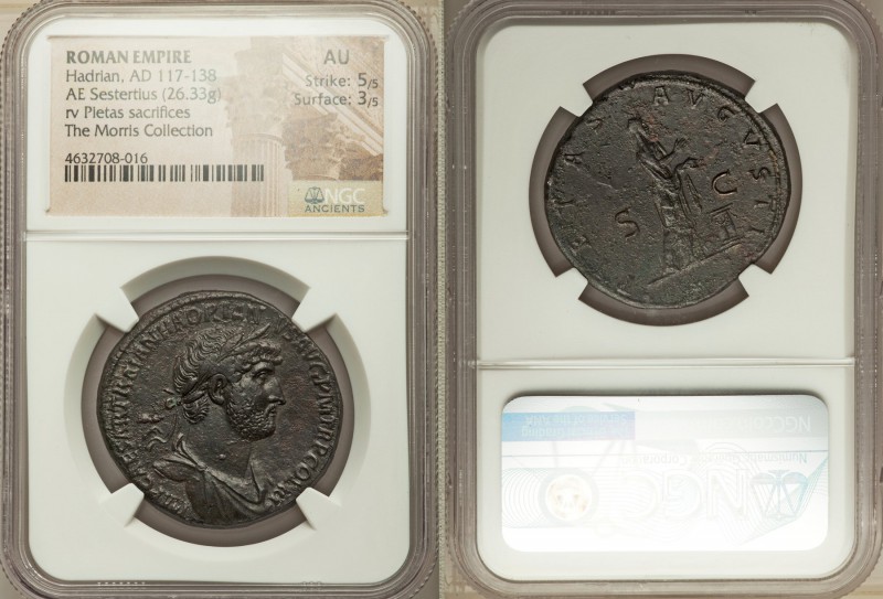 Hadrian (AD 117-138). AE sestertius (34mm, 26.33 gm, 5h). NGC AU 5/5 - 3/5. Rome...