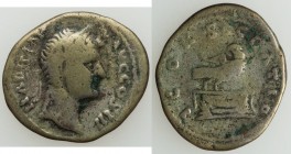 Hadrian (AD 117-138). AR denarius (17mm, 2.79 gm, 9h). About Fine. Contemporary Imitative issue. HADRIAN - AVG COS III, barbarous-style head right / I...
