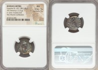 Faustina Senior (138-140/1). AR denarius (19mm, 3.51 gm, 5h). NGC AU 5/5 - 5/5. Rome, AD 139-141. FAVSTINA-AVGVSTA, draped bust of Faustina Senior rig...