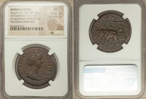 Diva Faustina Senior (AD 138-140/1). AE sestertius (32mm, 23.71 gm, 6h). NGC VF 4/5 - 3/5. Rome, ca. AD 150. DIVA FAV-STINA, draped bust of Diva Faust...