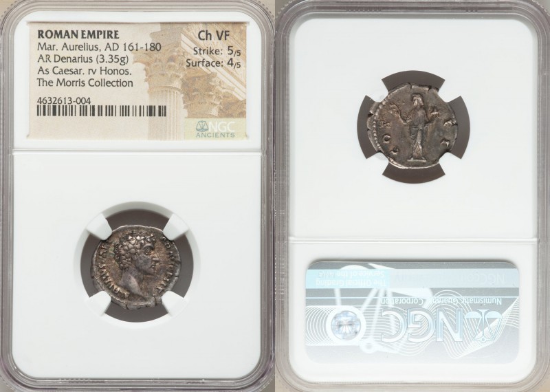 Marcus Aurelius, as Caesar (AD 161-180). AR denarius (19mm, 3.35 gm, 6h). NGC Ch...