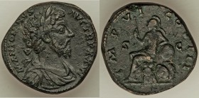 Marcus Aurelius, as Augustus (AD 161-180). AE sestertius (31mm, 23.95 gm, 12h). XF. Rome, AD 171-172. M ANTONINVS-AVG TR P XXVI, laureate, draped and ...