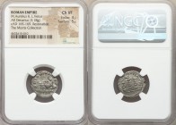 Marcus Aurelius (AD 161-180), with Lucius Verus. AR denarius (19mm, 3.18 gm, 11h). NGC Choice VF 4/5 - 5/5. Rome, AD 165-169. ANTONIVS AV-GVR / III VI...