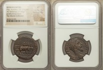 Divus Marcus Aurelius (AD 161-180). AE sestertius (29mm, 19.45 gm, 11h). NGC VF 4/5 - 4/5. Rome, AD 180. DIVVS M AN-TONINVS PIVS, bare head of Divus M...