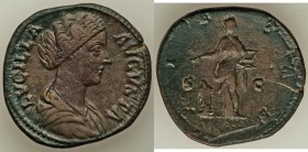 Lucilla (AD 163-182). AE sestertius (32mm, 17.95 gm, 7h). About XF. Rome, AD 164-169. LVCILLA AVGVSTA, draped bust right / PIETAS, S - C, Pietas stand...