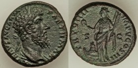 Lucius Verus (AD 161-169). AE as (24mm, 10.35 gm, 1h). AU. Rome, AD 168-169. L VERVS AVG ARM - PARTH MAX, laureate and draped bust right / TR P VIIII ...
