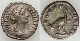 Diva Faustina Junior (AD 147-175/6). AR denarius (18mm, 3.35 gm, 12h). Choice VF. Rome, ca. AD 176-180. DIVA FAV-STINA PIA, draped bust of Faustina Ju...