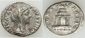 Diva Faustina Junior (AD 147-175/6). AR denarius (18mm, 3.40 gm, 12h). VF. Rome, AD 176-180. DIVA AVG-FAVSTINA, veiled and draped bust of Diva Faustin...