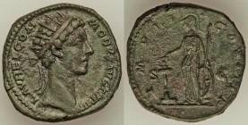 Commodus (AD 177-192). AE dupondius (24mm, 11.98 gm, 6h). VF. Rome, AD 179. L AVREL COMMODVS AVG TR P IIII, radiate head of Commodus to right / IMP II...