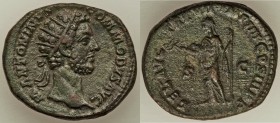 Commodus (AD 177-192). AE dupondius (27mm, 13.49 gm, 6h). VF. Rome, AD 181-182. M ANTONINVS-COMMODVS AVG, radiate head of Commodus right / FEL•AVG-TR ...