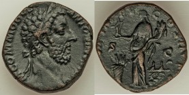 Commodus (AD 177-192). AE sestertius (29mm, 20.75 gm, 6h). XF. Rome, AD 183. M COMMODVS ANTONINVS AVG, laureate head right / TR P VII IMP V COS III P ...