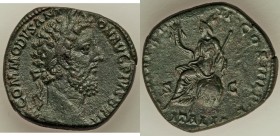 Commodus (AD 177-192). AE sestertius (30mm, 21.64 gm, 7h). XF. Rome, AD 184-185. M COMMODVS ANT - ON AVG PIVS BRIT, laureate head right / P M TR P X I...