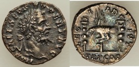 Septimius Severus (AD 193-211). AR denarius (17mm, 3.17 gm, 12h). XF. Rome, AD 193-194. IMP CAE L SEP• SEV PERT AVG, laureate head of Septimius Severu...