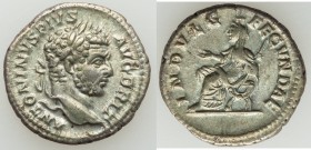 Caracalla (AD 198-217). AR denarius (19mm, 3.48 gm, 7h). VF. Rome, AD 210-213. ANTONINVS PIVS - AVG BRIT, laureate head right / INDVLG - FECVNDAE, Jul...