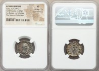 Geta, as Caesar (AD 209-211). AR denarius (19mm, 3.09 gm, 12h). NGC XF 5/5 - 4/5. Rome, AD 200-202. P SEPT GETA CAES PONT, bareheaded, draped bust of ...