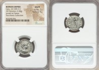 Geta, as Caesar (AD 209-211). AR denarius (20mm, 3.30 gm, 6h). NGC AU S 5/5 - 5/5. Rome, AD 200-202. P SEPT GETA-CAES PONT, bareheaded, draped and cui...