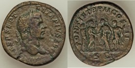 Geta, as Augustus (AD 209-211). AE sestertius (32mm, 22.90 gm, 12h). VF. Rome, AD 210. IMP CAES P SEPT - GETA PIVS AVG, laureate head of Geta right / ...