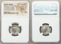 Macrinus (AD 217-218). AR denarius (20mm, 3.43 gm, 12h). NGC Choice AU 5/5 - 4/5, Fine Style. Rome, AD 217. IMP C M OPEL SEV MACRINVS AVG, laureate, c...