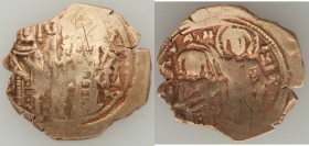 John V Palaeologus (AD 1341-1391), with Anna of Savoy, as regent. AV hyperpyron (22mm, 3.46 gm, 6h). VF, graffito. Constantinople, AD 1341-1347. ANA-I...