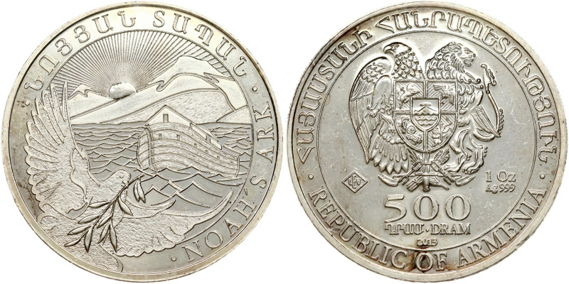 Armenia. 500 Dram 2013, Noah's Ark. Silver .999, 31.16 g. KM 196.