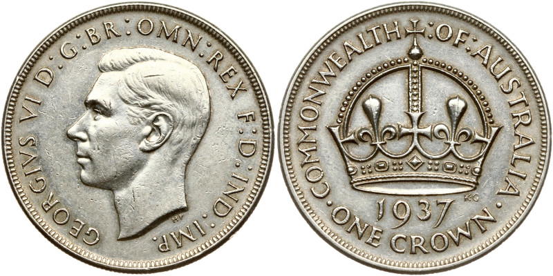 Australia. George VI (1936-1952). Crown 1937, Coronation of King George VI. Silv...